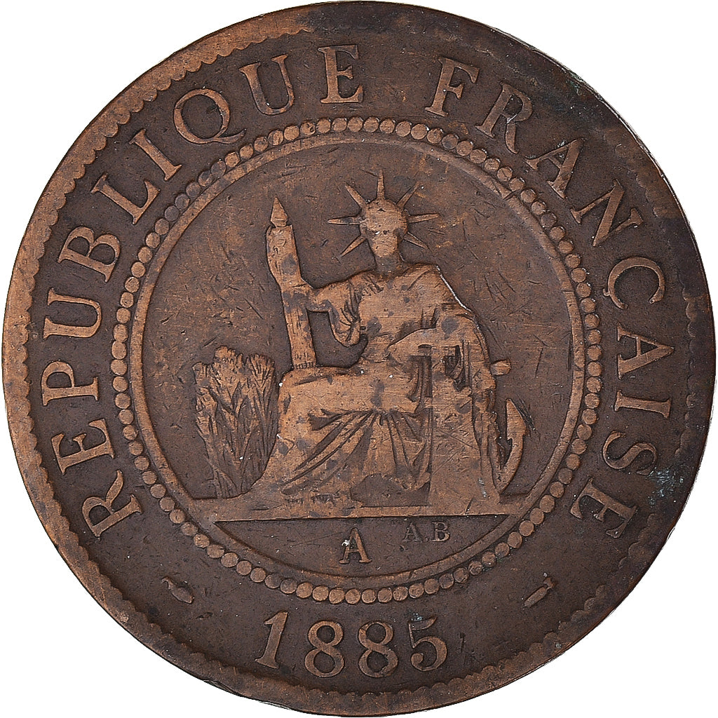 Coin, FRENCH INDO-CHINA, Cent, 1885, Paris, VF(30-35), Bronze, KM:1