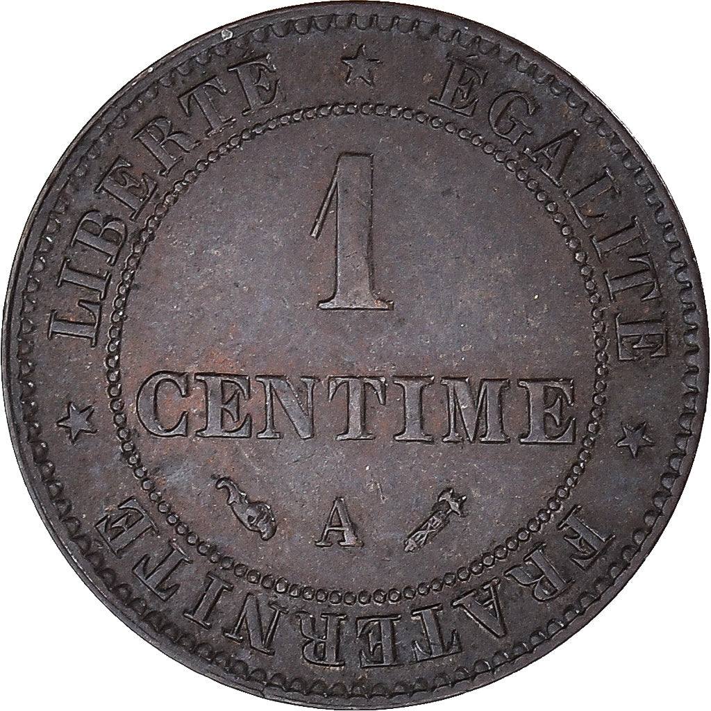 Moeda, França, Cérès, Centime, 1896, Paris, AU(55-58), Bronze, KM:826.1
