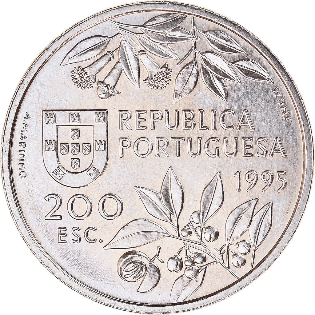 Moneta, Portugal, 200 Escudos, 1995, AU(50-53), Miedź-Nikiel, KM:682