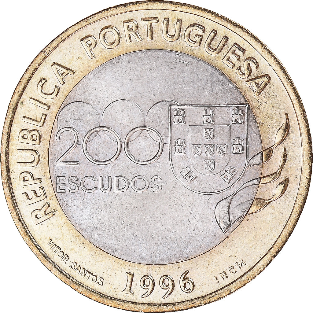 Coin, Portugal, 200 Escudos, 1996, Lisbon, AU(55-58), Bi-Metallic, KM:687
