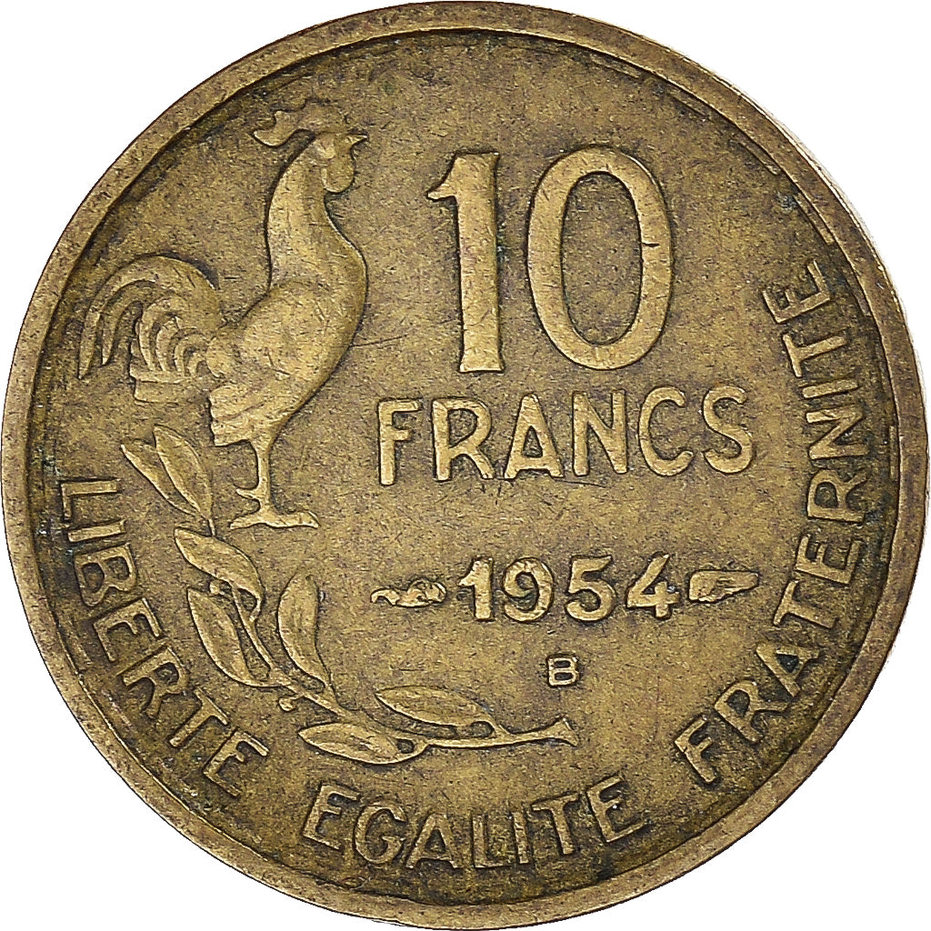 Münze, Frankreich, Guiraud, 10 Francs, 1954, Beaumont - Le Roger, S+