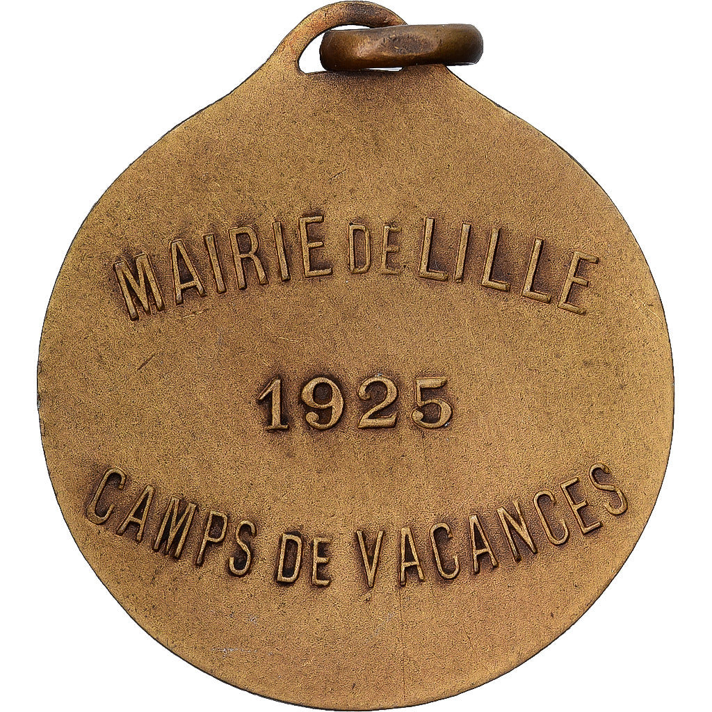 France, Medal, Mairie de Lille, Camps de Vacances, 1925, MS(63), Bronze