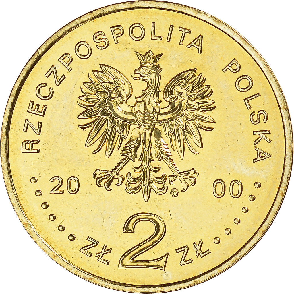 Moneta, Polska, 2 Zlote, 2000, Warsaw, MS(60-62), Mosiądz, KM:404