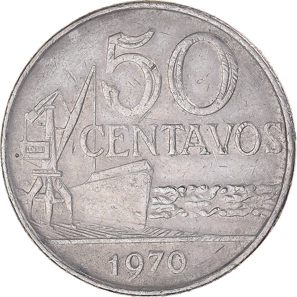 Moeda, Brasil, 50 Centavos, 1970, AU(55-58), Cobre-níquel, KM:580a