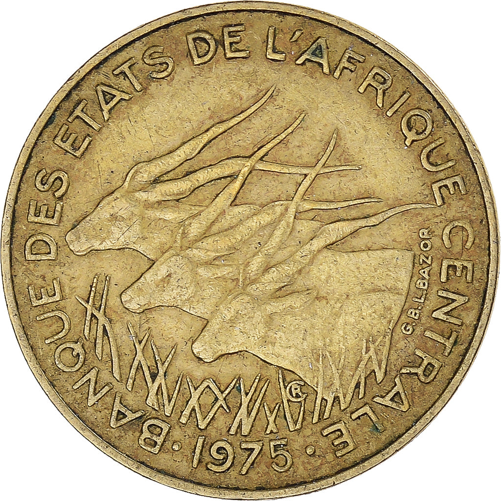 Coin, Central African States, 10 Francs, 1975, Paris, EF(40-45)