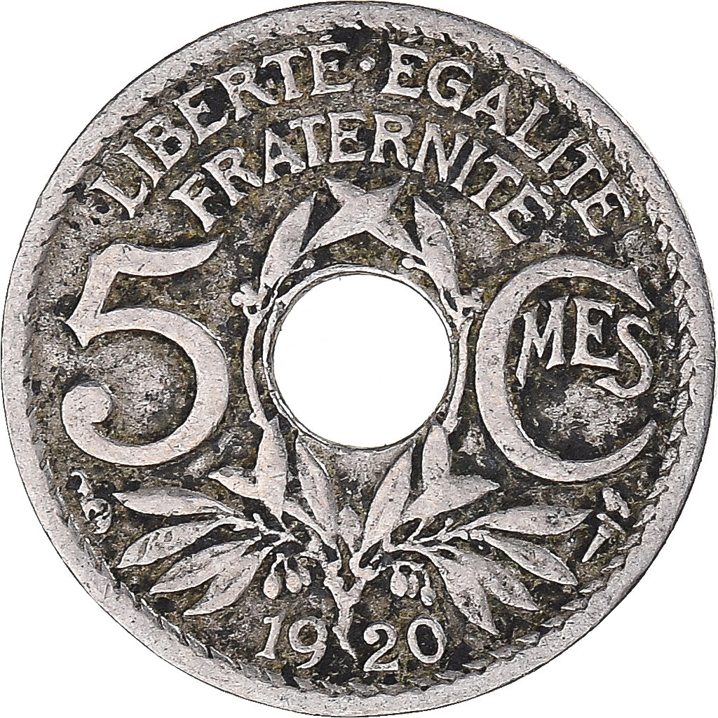 Moneta, Francia, Lindauer, 5 Centimes, 1920, Petit module, MB, Rame-nichel