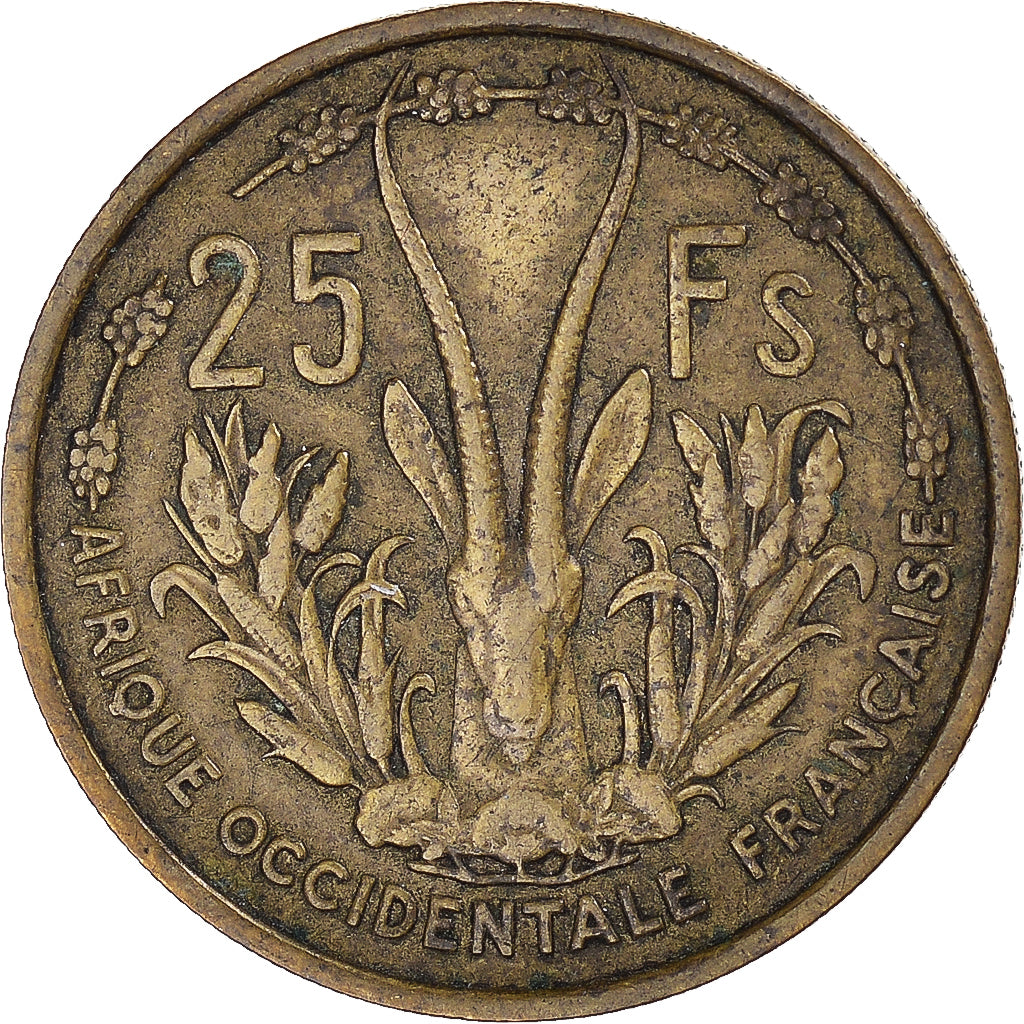 Coin, French West Africa, 25 Francs, 1956, Paris, EF(40-45), Aluminum-Bronze
