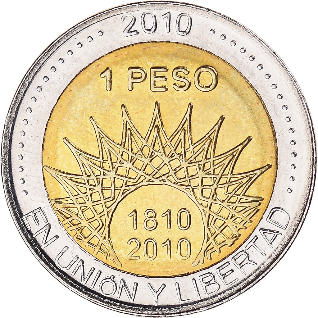 Moneta, Argentina, Peso, 2010, SPL, Bi-metallico, KM:156