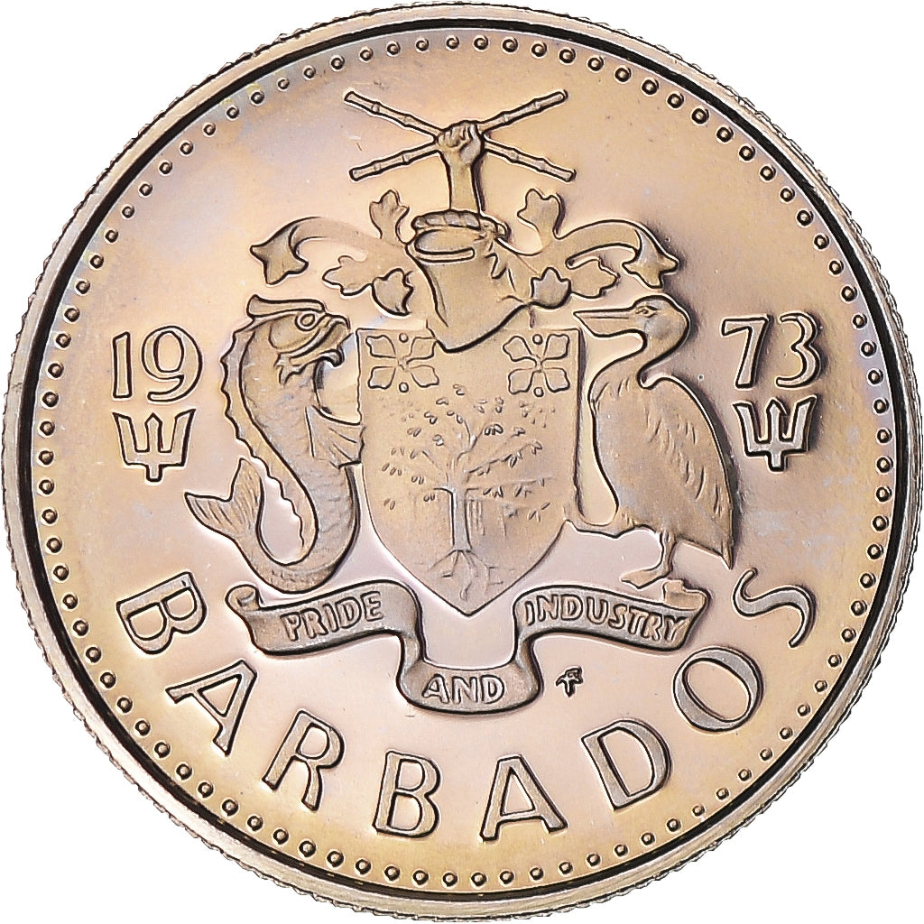 Moeda, Barbados, 10 Cents, 1973, Franklin Mint, MS(64), Cobre-níquel, KM:12