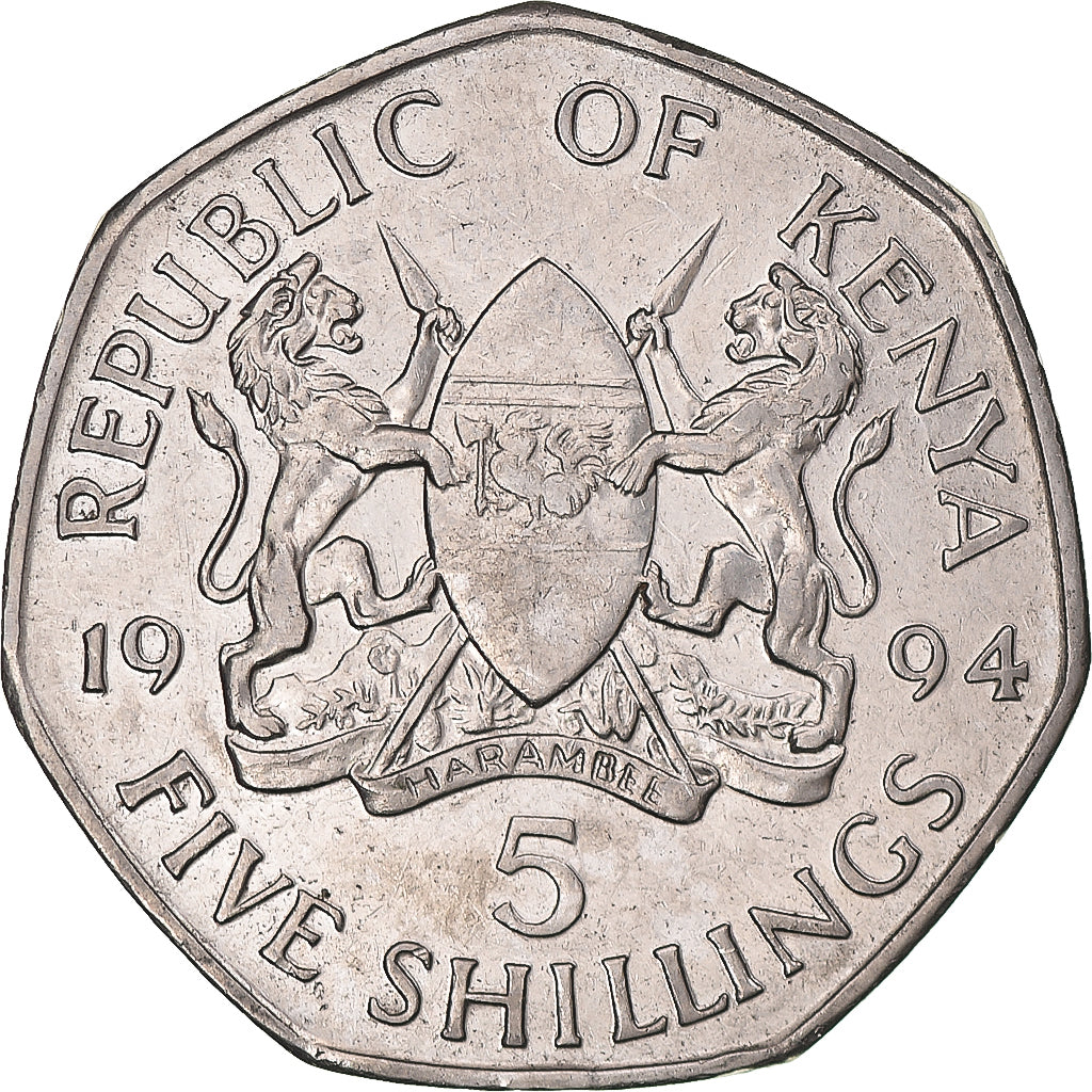 Moneta, Kenia, 5 Shillings, 1994, British Royal Mint, AU(50-53), Nickel