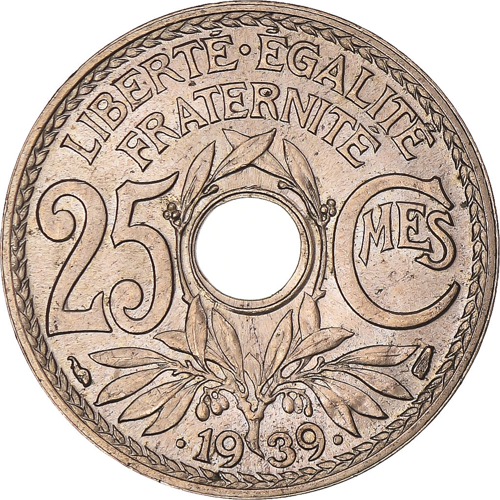 Moneta, Francia, Lindauer, 25 Centimes, 1939, SPL, Nichel-bronzo, KM:867b