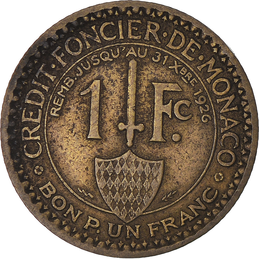 Moneda, Mónaco, Louis II, Franc, 1924, Poissy, BC+, Aluminio - bronce, KM:111
