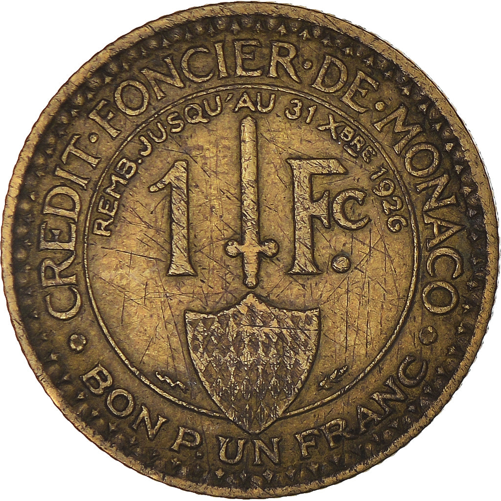 Moneta, Monaco, Louis II, Franc, 1924, Poissy, MB+, Alluminio-bronzo, KM:111