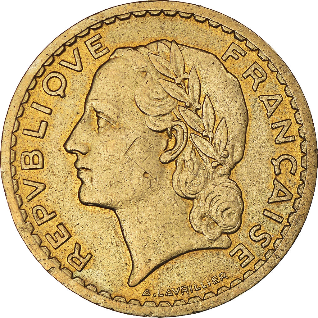 Monnaie, France, Lavrillier, 5 Francs, 1945, Paris, TB+, Bronze-Aluminium