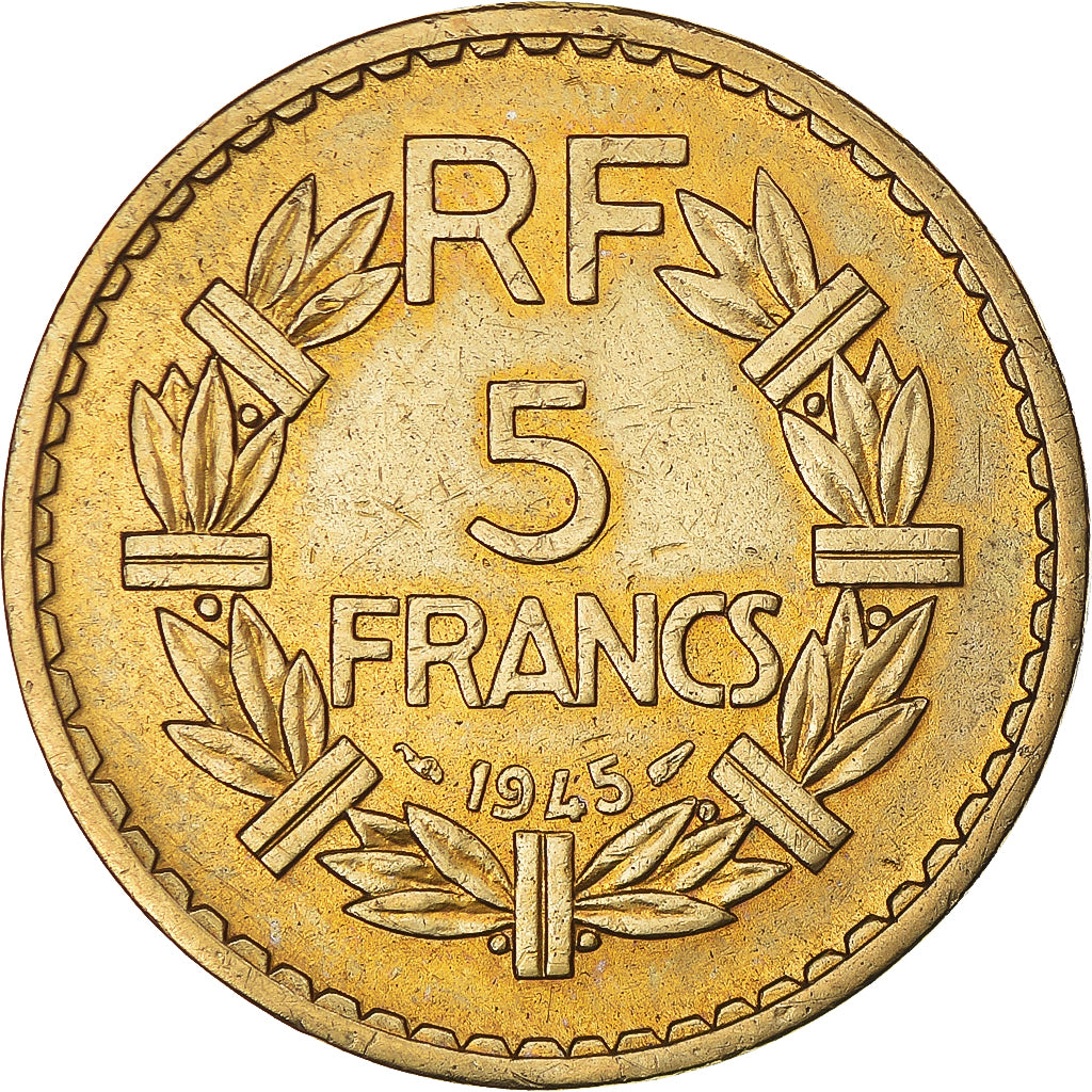 Monnaie, France, Lavrillier, 5 Francs, 1945, Paris, TB+, Bronze-Aluminium