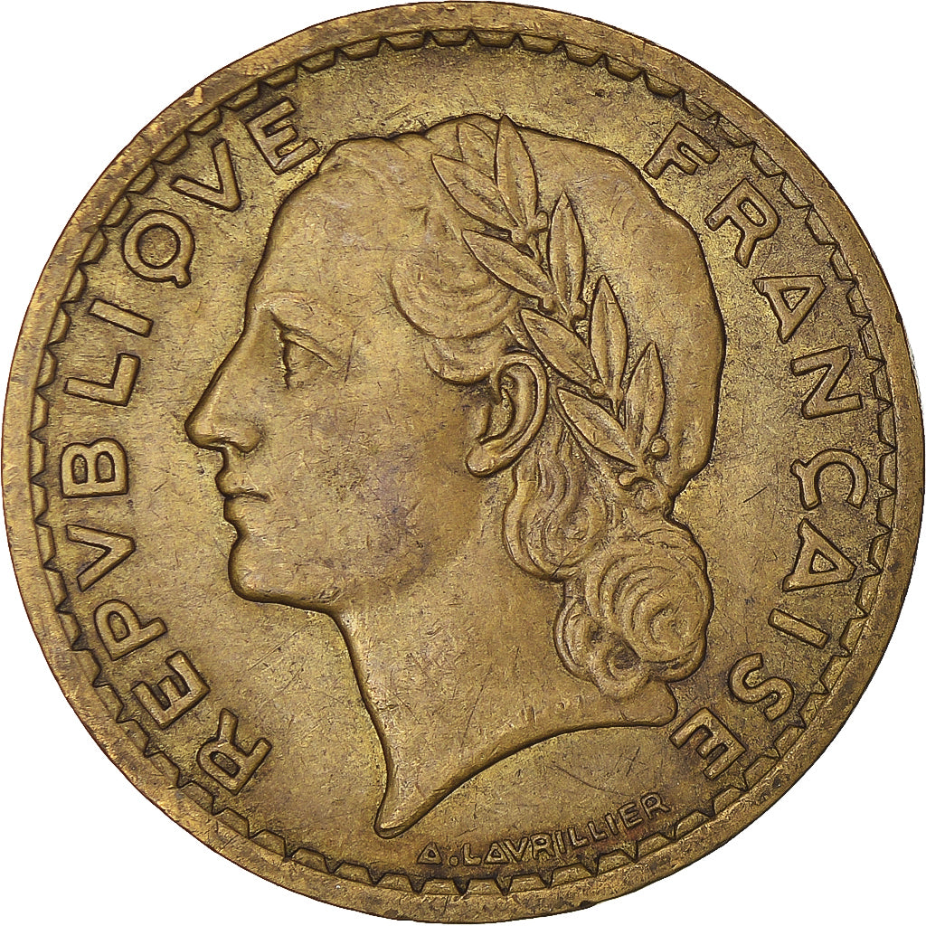 Coin, France, Lavrillier, 5 Francs, 1945, Castelsarrasin, VF(30-35)