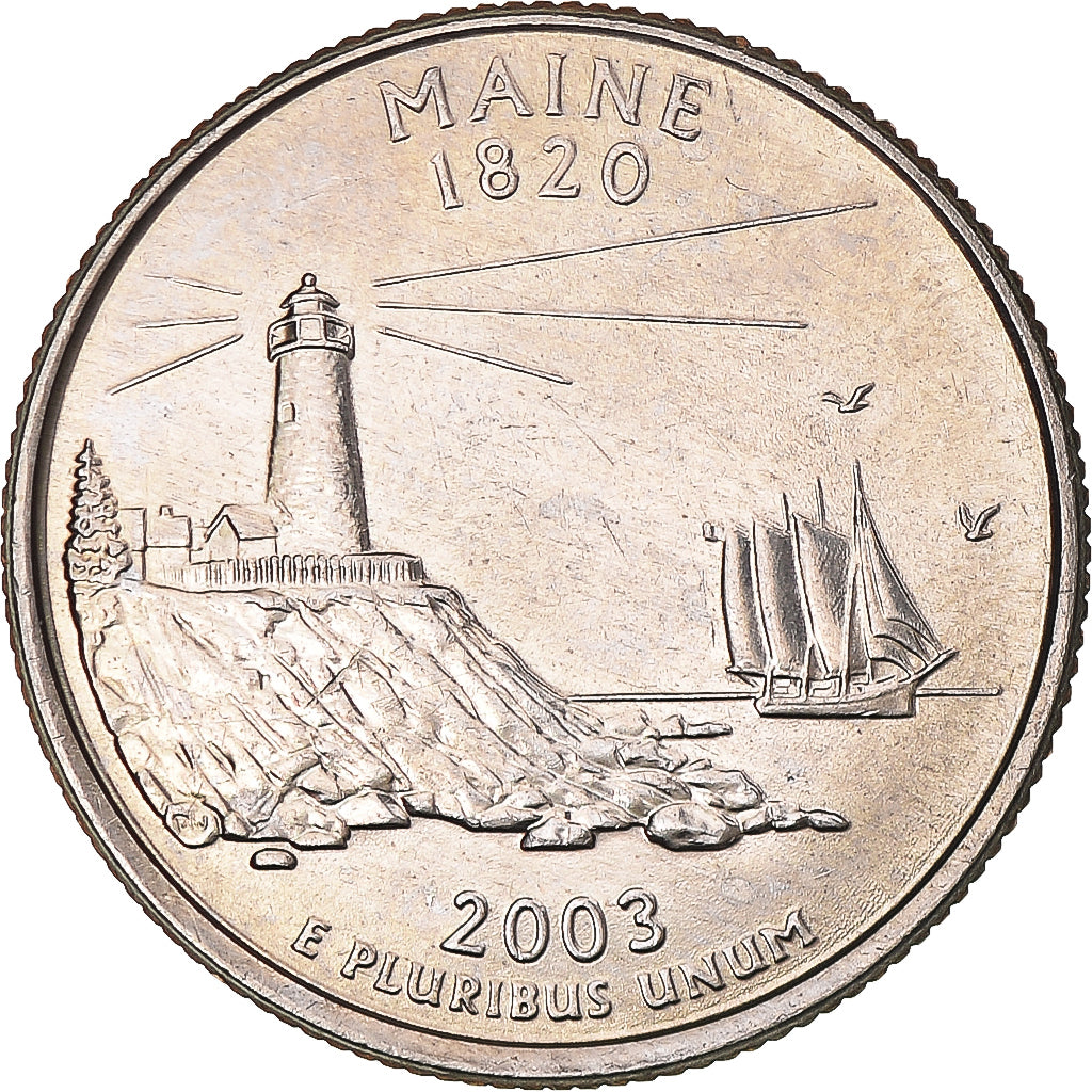 Moneta, Stati Uniti, Quarter Dollar, Quarter, 2003, U.S. Mint, Denver, Maine