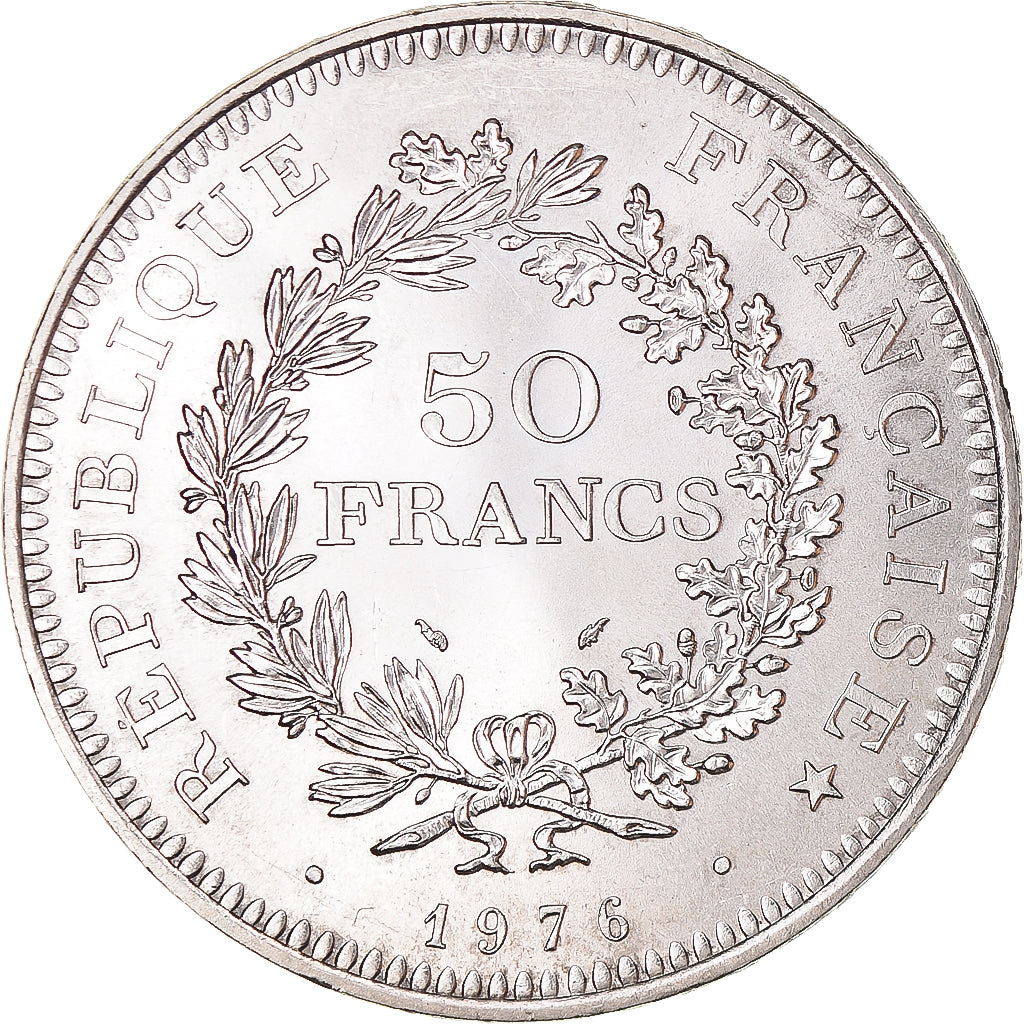 Moeda, França, Hercule, 50 Francs, 1976, Paris, AU(55-58), Prata, KM:941.1