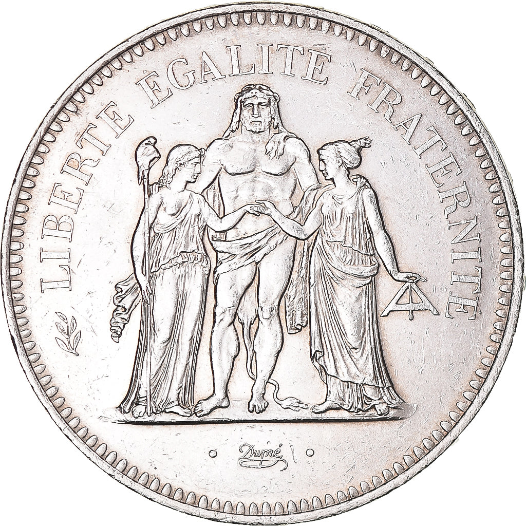 Moeda, França, Hercule, 50 Francs, 1975, Paris, MS(60-62), Prata, KM:941.1