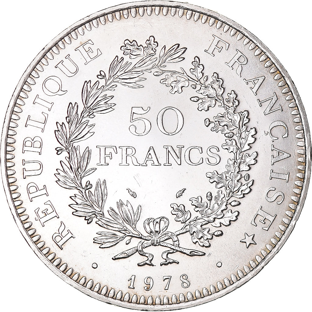 Coin, France, Hercule, 50 Francs, 1978, Paris, MS(63), Silver, KM:941.1