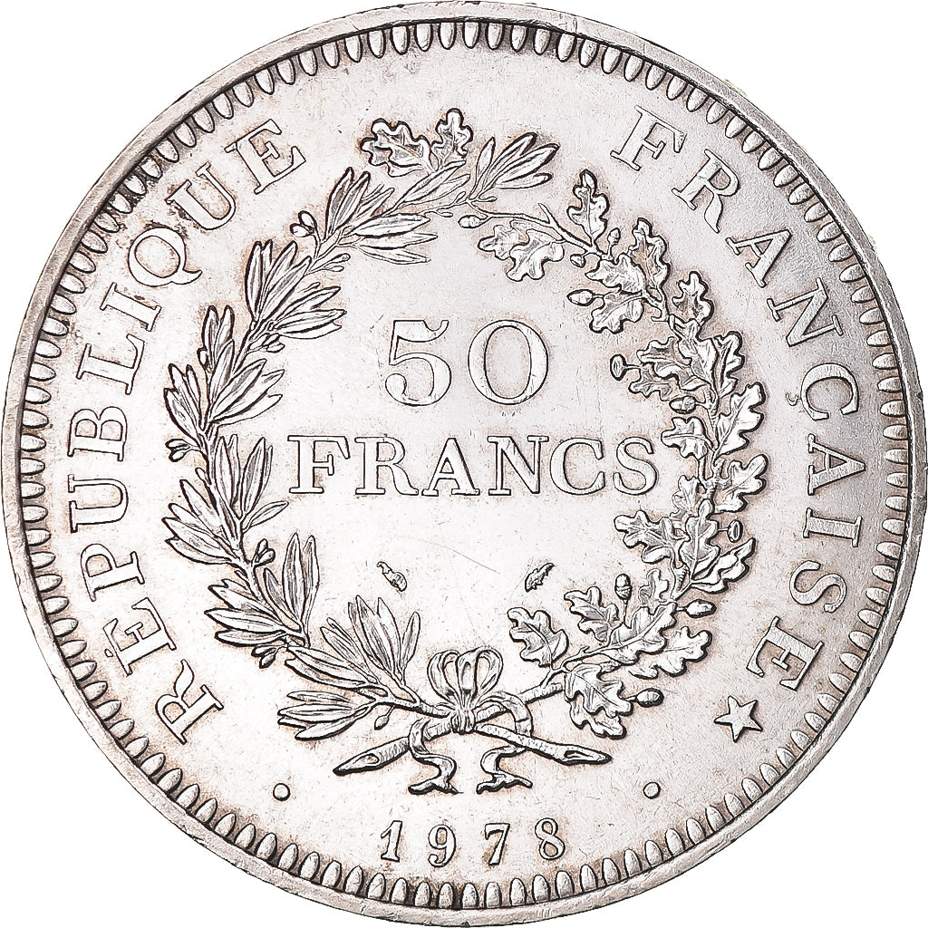 Moeda, França, Hercule, 50 Francs, 1978, Paris, MS(60-62), Prata, KM:941.1
