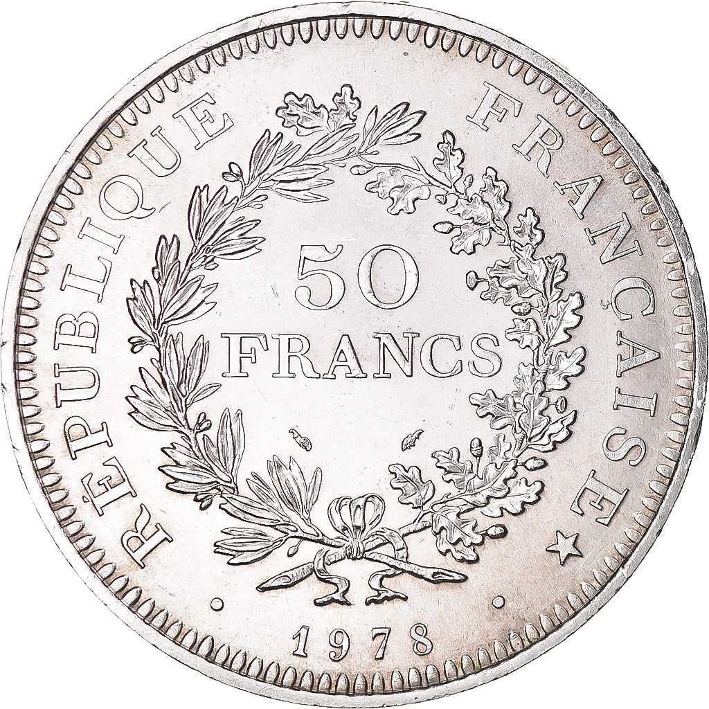 Moeda, França, Hercule, 50 Francs, 1978, Paris, MS(60-62), Prata, KM:941.1