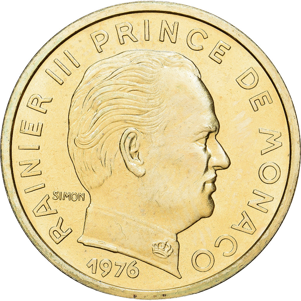 Coin, Monaco, Rainier III, 10 Centimes, 1976, AU(50-53), Aluminum-Bronze