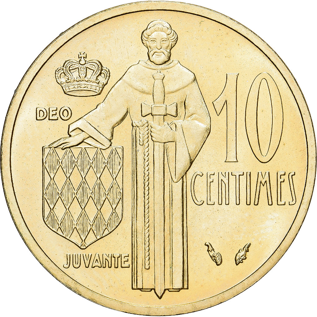 Coin, Monaco, Rainier III, 10 Centimes, 1976, AU(50-53), Aluminum-Bronze