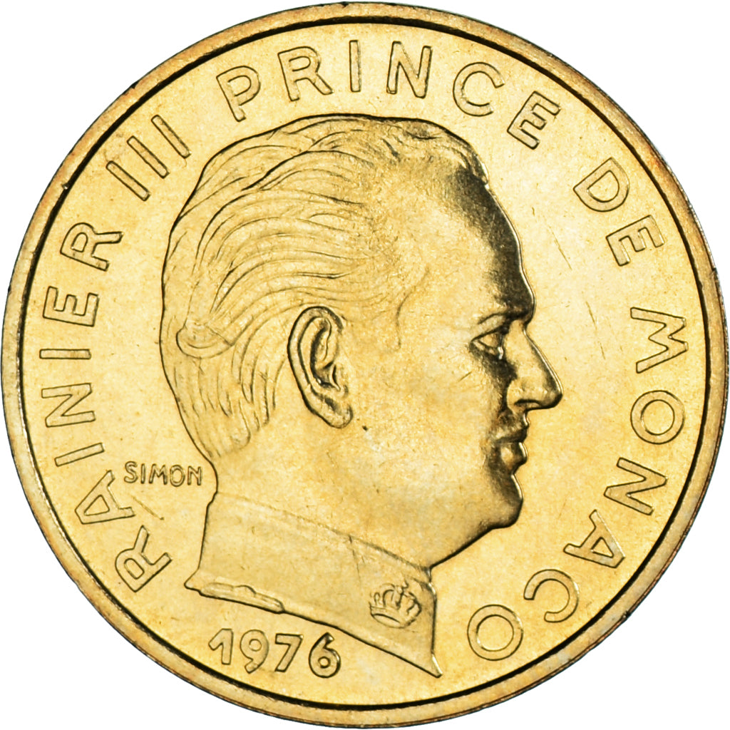 Coin, Monaco, Rainier III, 10 Centimes, 1976, AU(50-53), Aluminum-Bronze