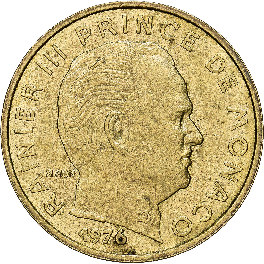 Coin, Monaco, Rainier III, 10 Centimes, 1976, VF(20-25), Aluminum-Bronze