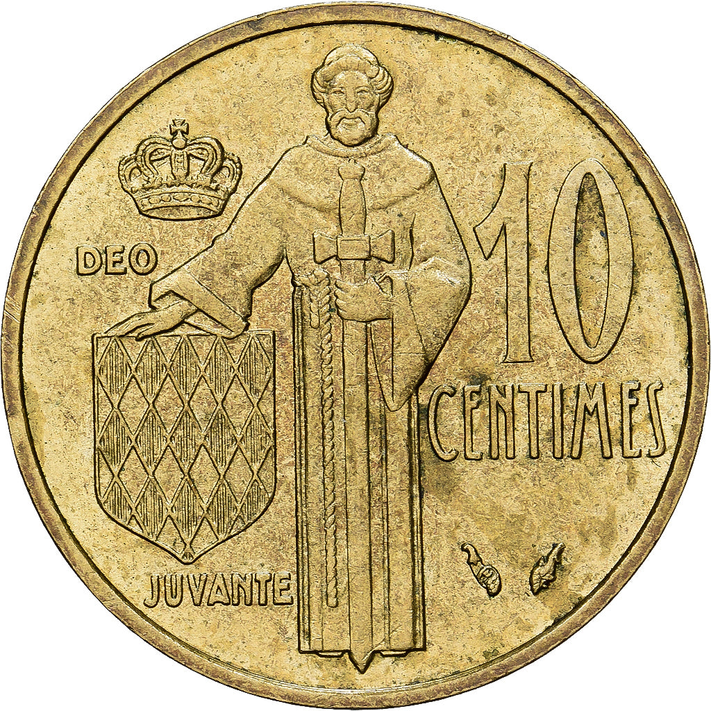 Coin, Monaco, Rainier III, 10 Centimes, 1976, VF(20-25), Aluminum-Bronze