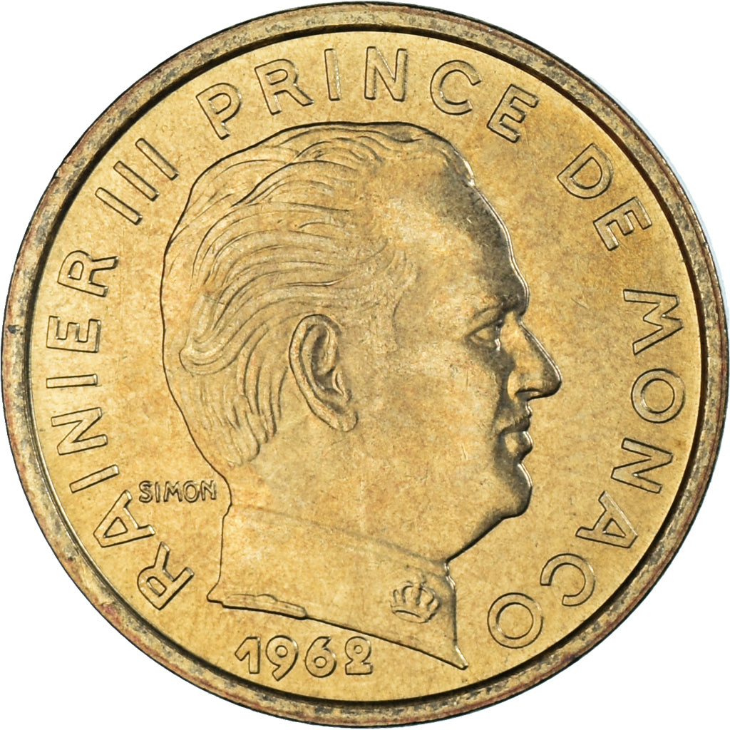 Coin, Monaco, Rainier III, 10 Centimes, 1962, AU(50-53), Aluminum-Bronze