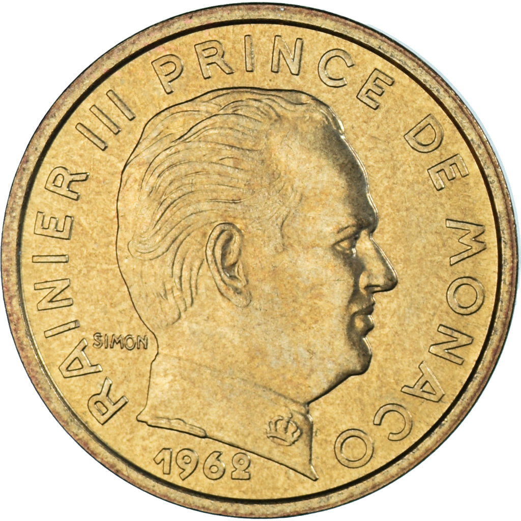 Coin, Monaco, Rainier III, 10 Centimes, 1962, AU(50-53), Aluminum-Bronze