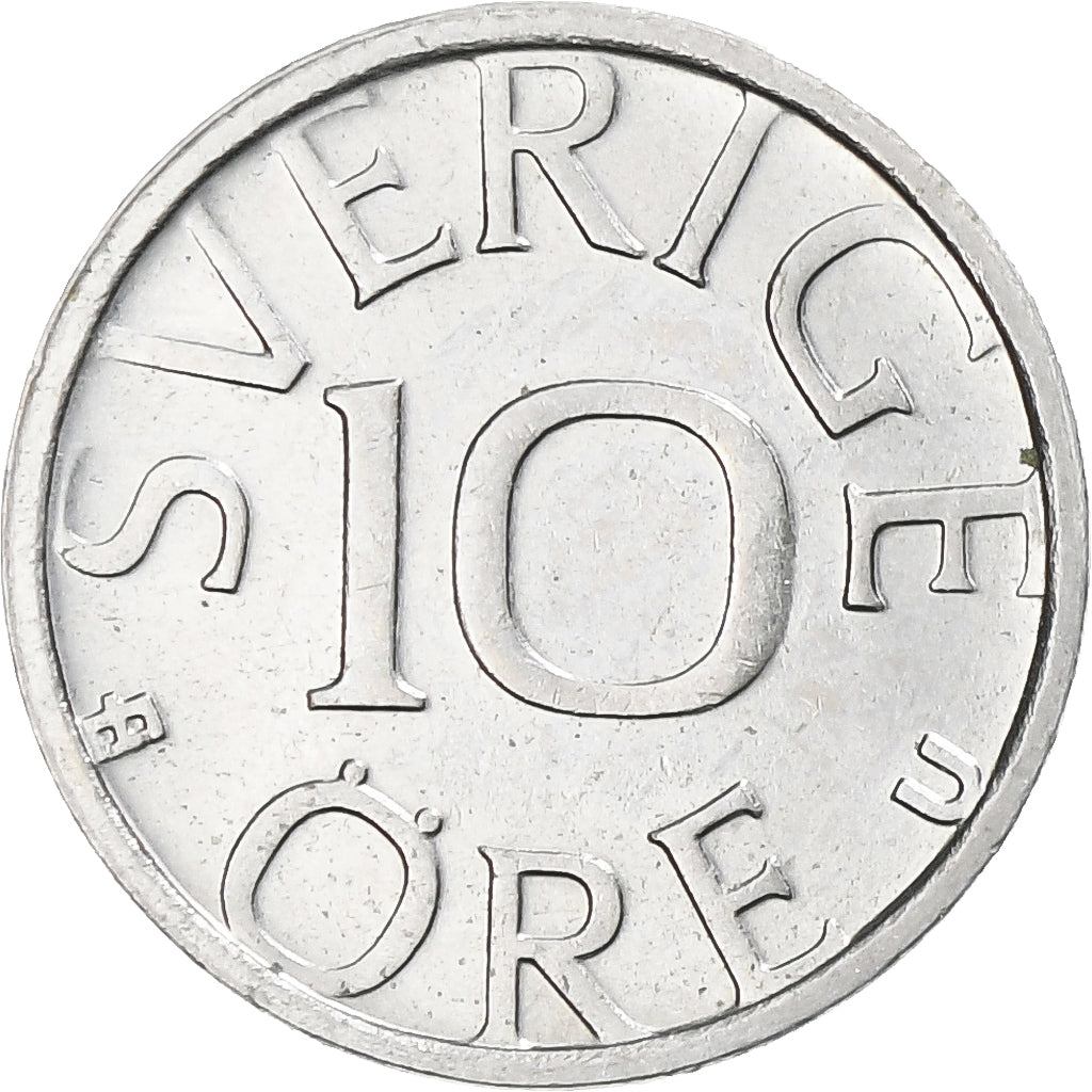 Moneta, Szwecja, Carl XVI Gustaf, 10 Öre, 1977, AU(55-58), Miedź-Nikiel