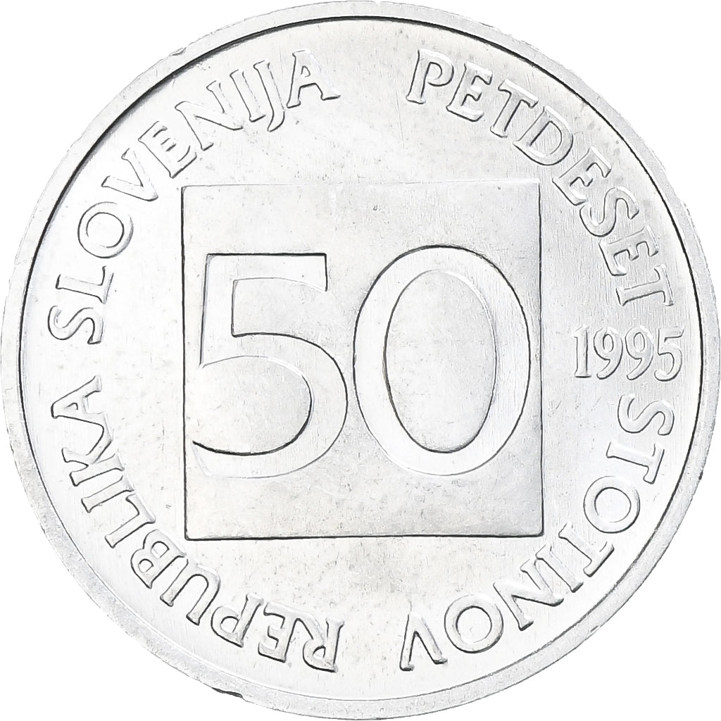 Coin, Slovenia, 50 Stotinov, 1995, AU(55-58), Aluminum, KM:3