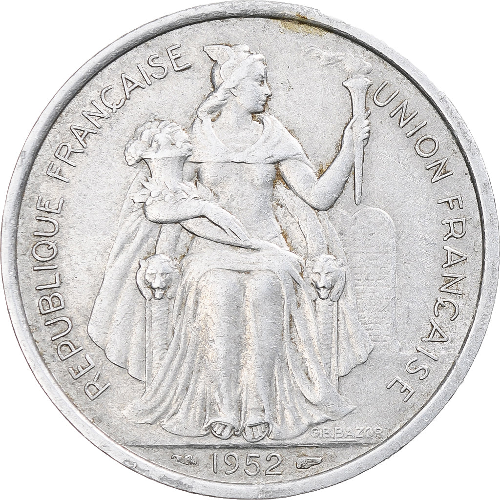 New Caledonia, 5 Francs, 1952, Paris, Aluminum, EF(40-45), KM:4