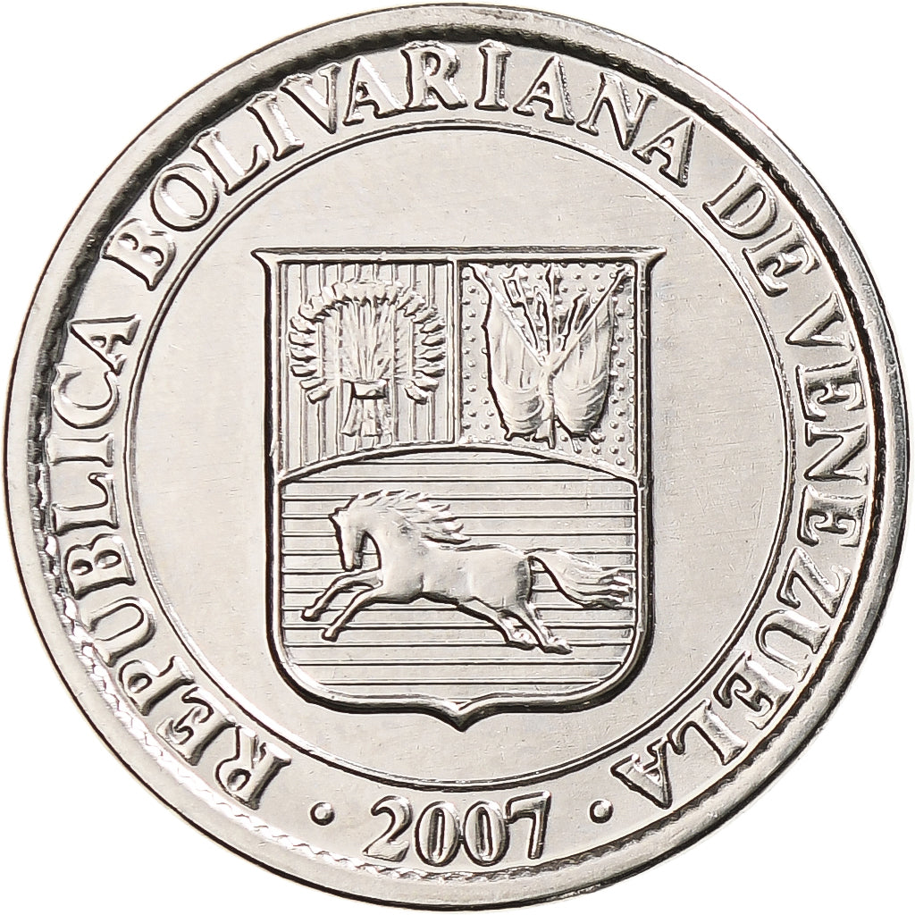 Coin, Venezuela, 25 Centimos, 2007, Maracay, MS(65-70), Nickel plated steel