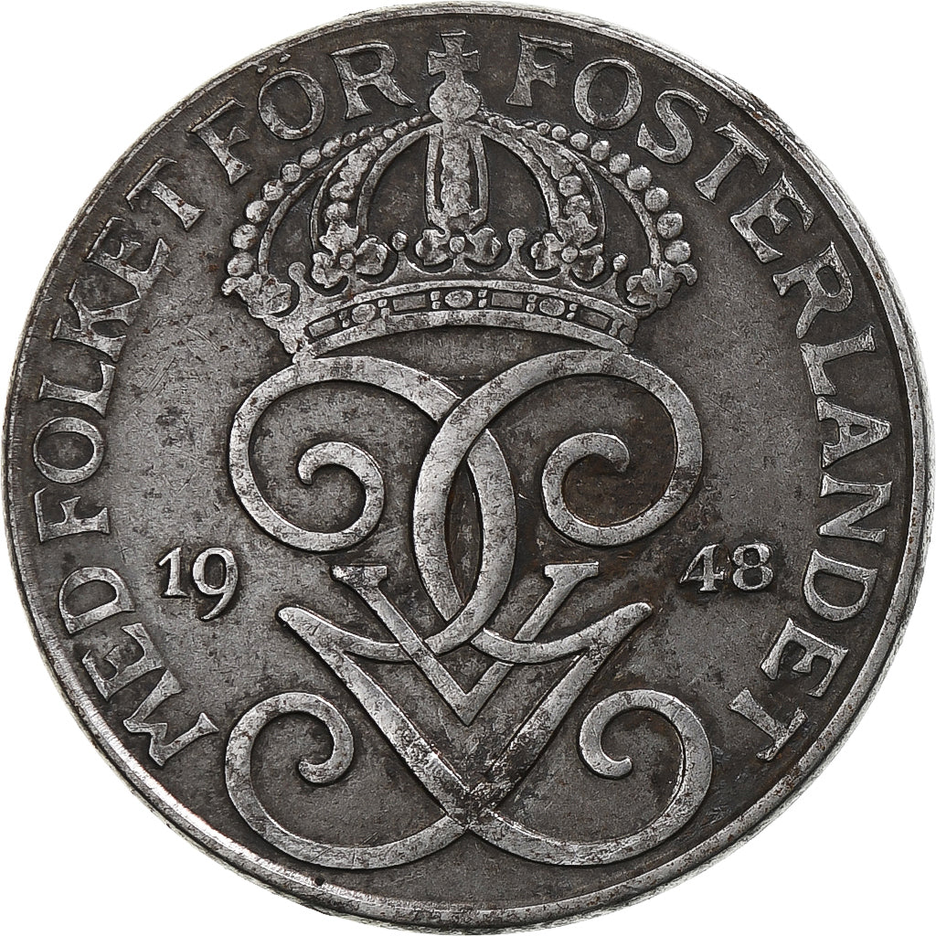 Suécia, Gustaf V, 5 Öre, 1948, Ferro, EF(40-45), KM:812