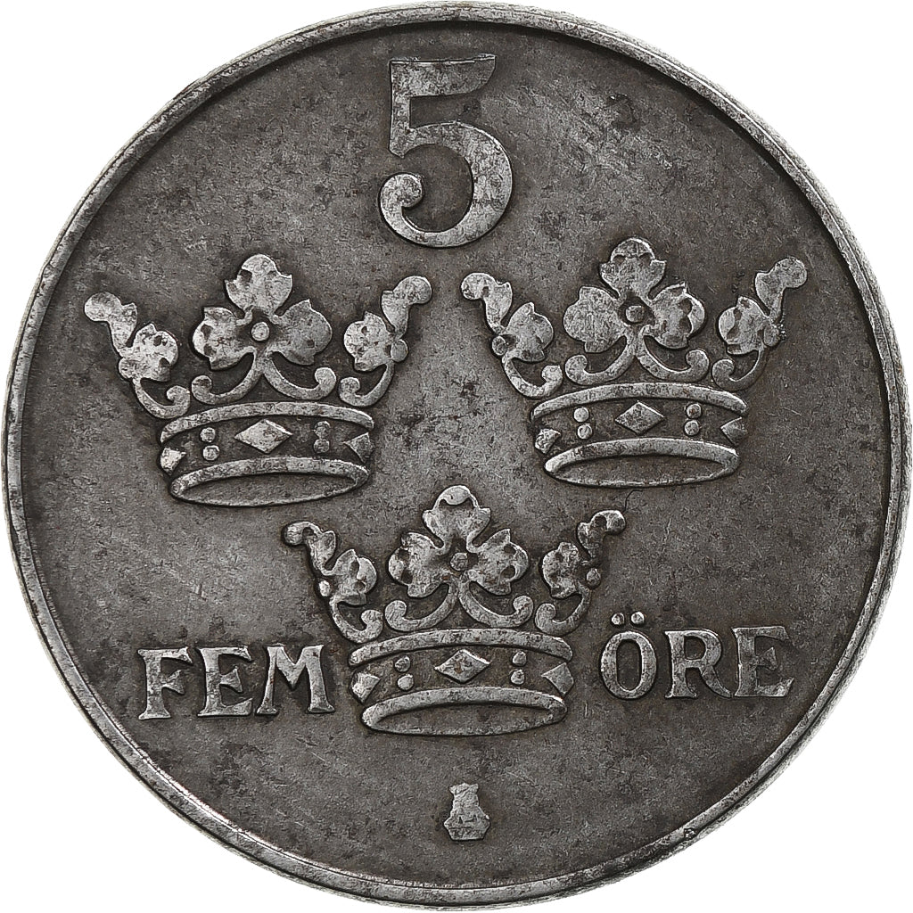 Suécia, Gustaf V, 5 Öre, 1948, Ferro, EF(40-45), KM:812