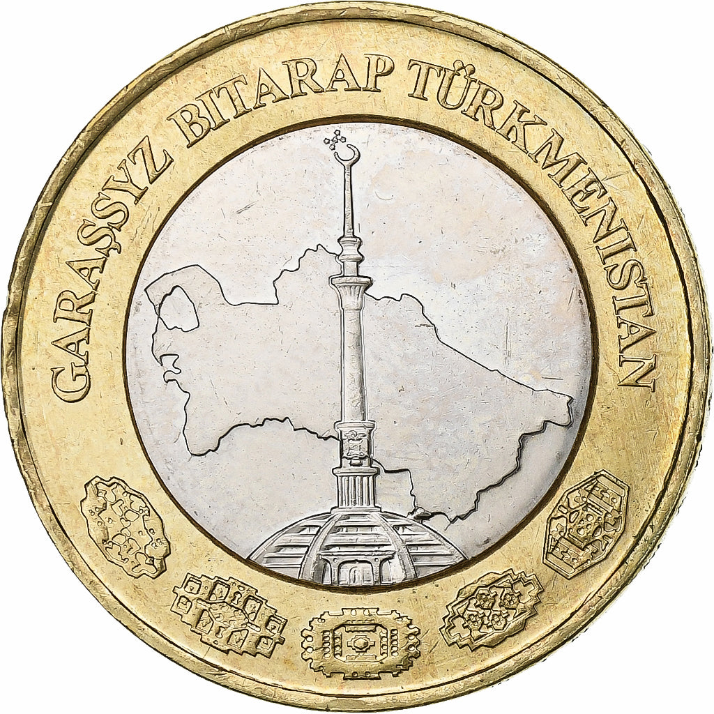 Coin, Turkmanistan, Manat, 2010, MS(63), Bi-Metallic, KM:103