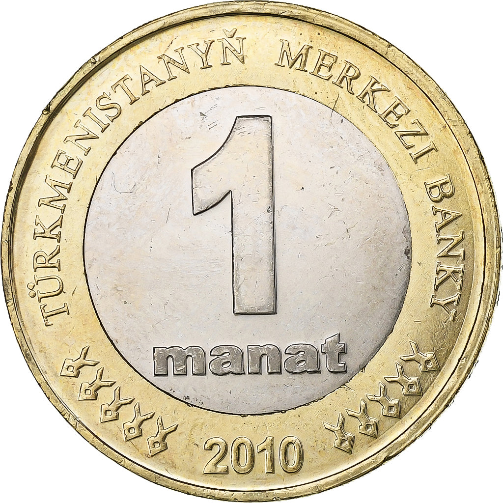 Coin, Turkmanistan, Manat, 2010, MS(63), Bi-Metallic, KM:103