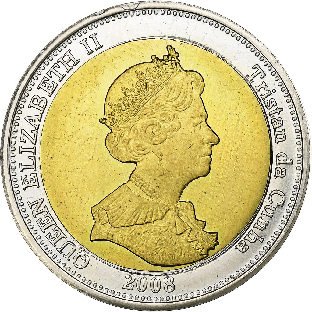 Coin, Tristan Da Cunha, Elizabeth II, 25 Pence, 2008, Franklin Mint, MS(63)