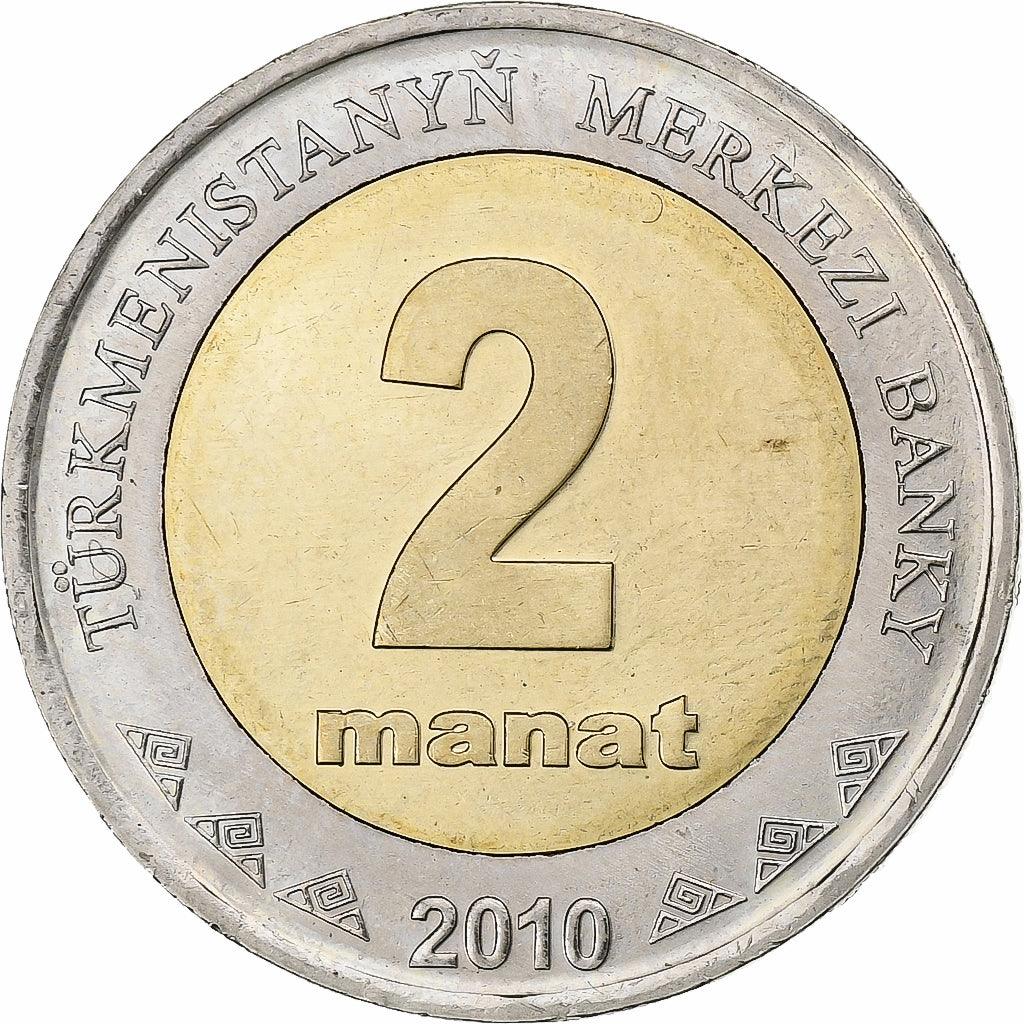 Coin, Turkmanistan, 2 Manat, 2010, MS(63), Bi-Metallic, KM:104