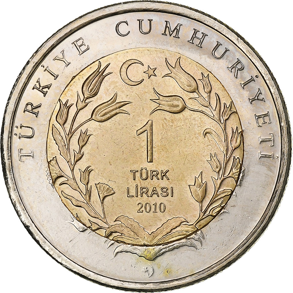 Coin, Turkey, Lira, 2010, MS(63), Bi-Metallic, KM:1280