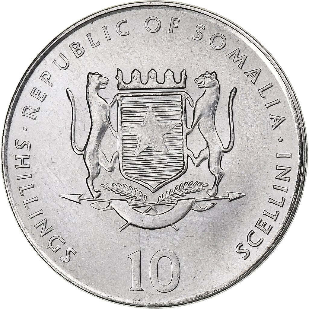 Monnaie, Somalie, 10 Shillings / Scellini, 2000, FDC, Nickel Clad Steel, KM:101