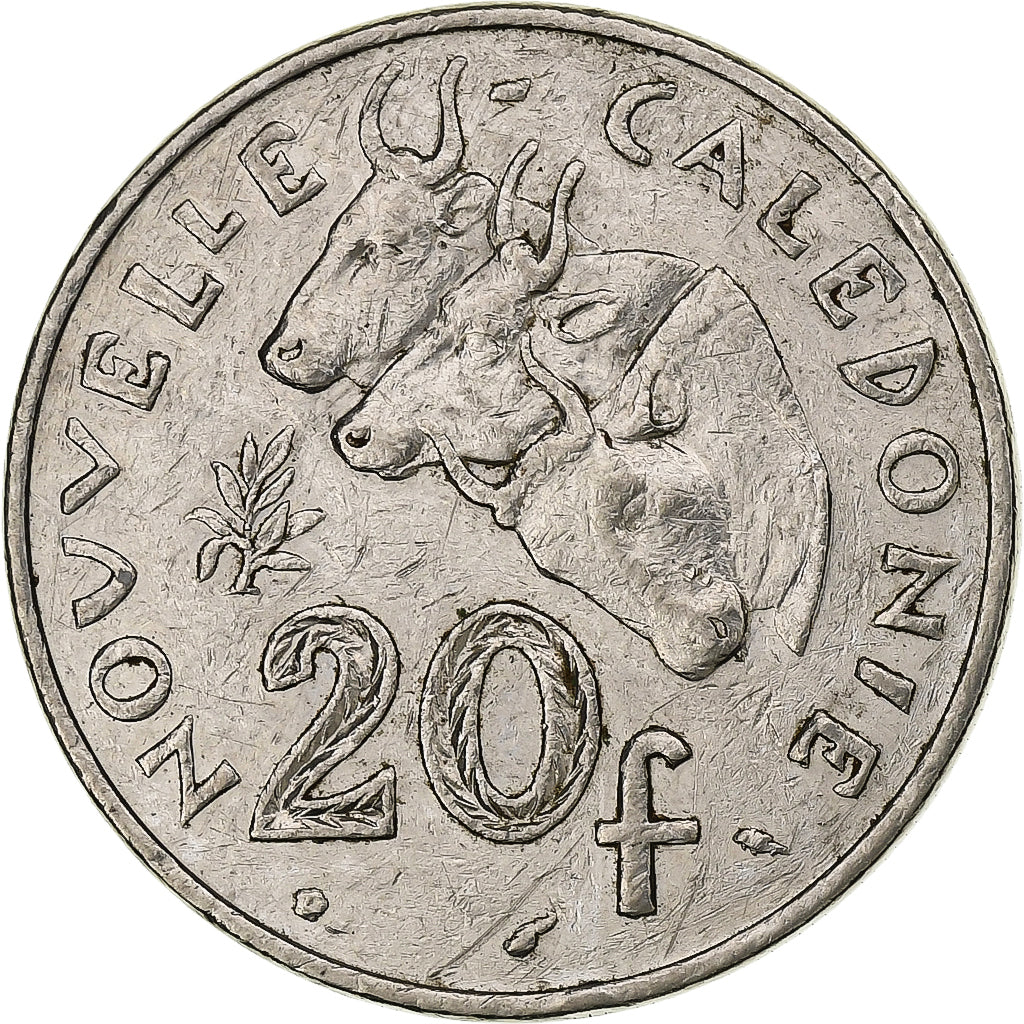 Nueva Caledonia, 20 Francs, 1983, Paris, Níquel, BC+, KM:12