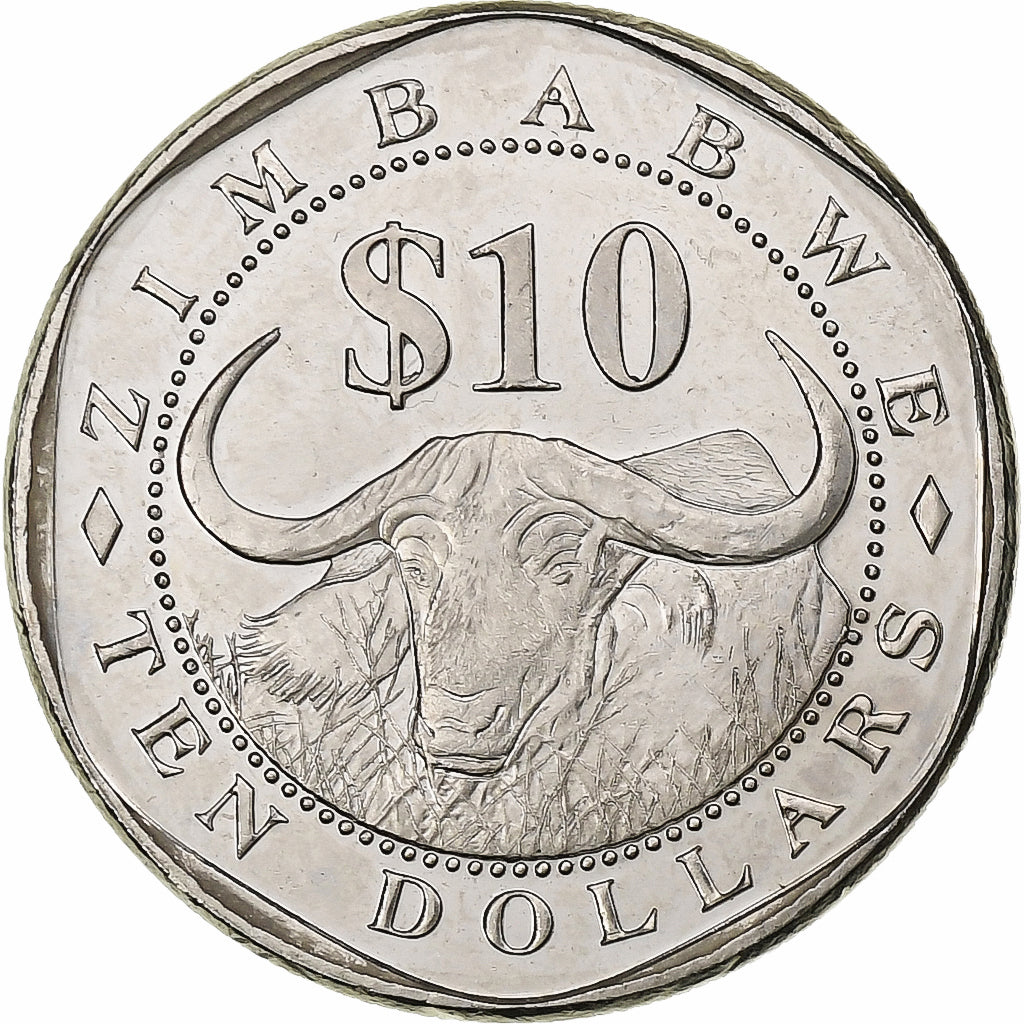 Zimbabwe, 10 Dollars, 2003, Harare, Nickel plated steel, MS(63), KM:14
