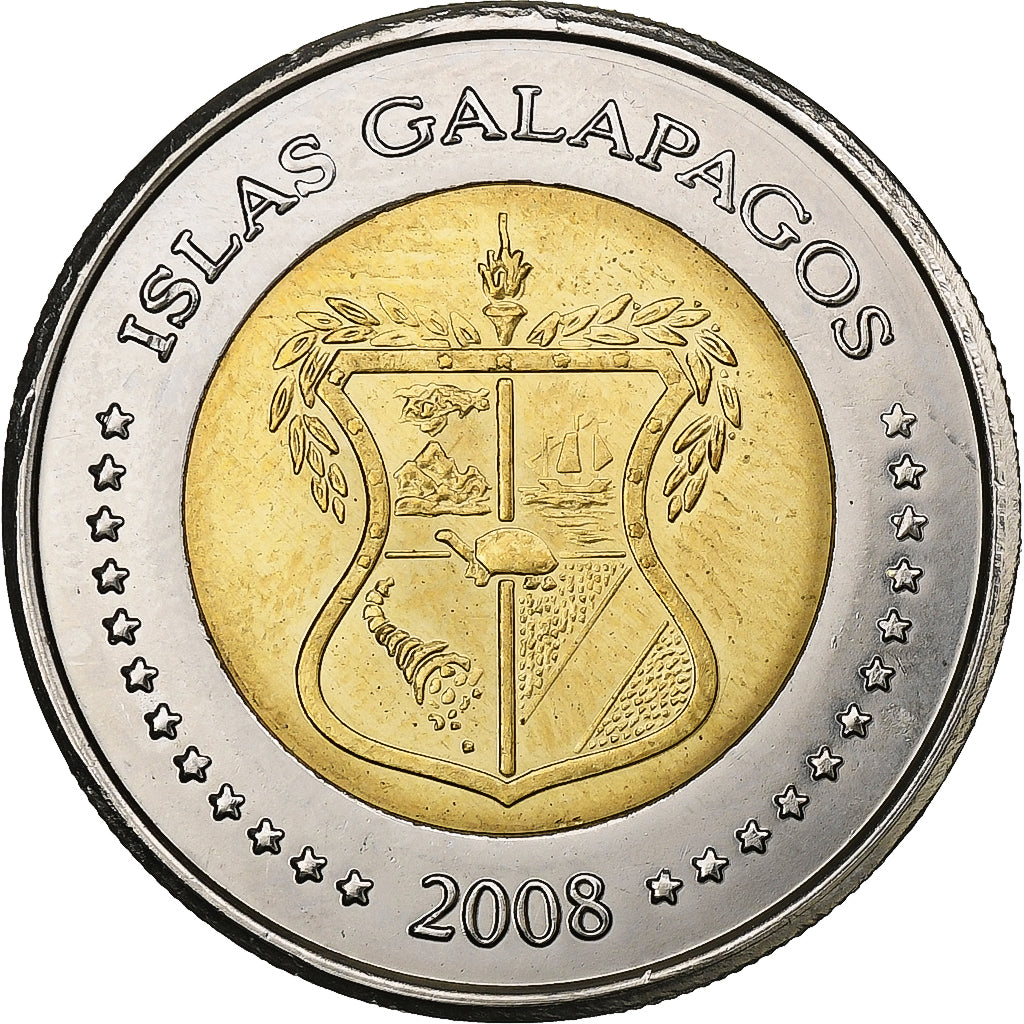 GALAPAGOS ISLANDS, 2 Dolares, 2008, Bimetálico, SC, KM:7