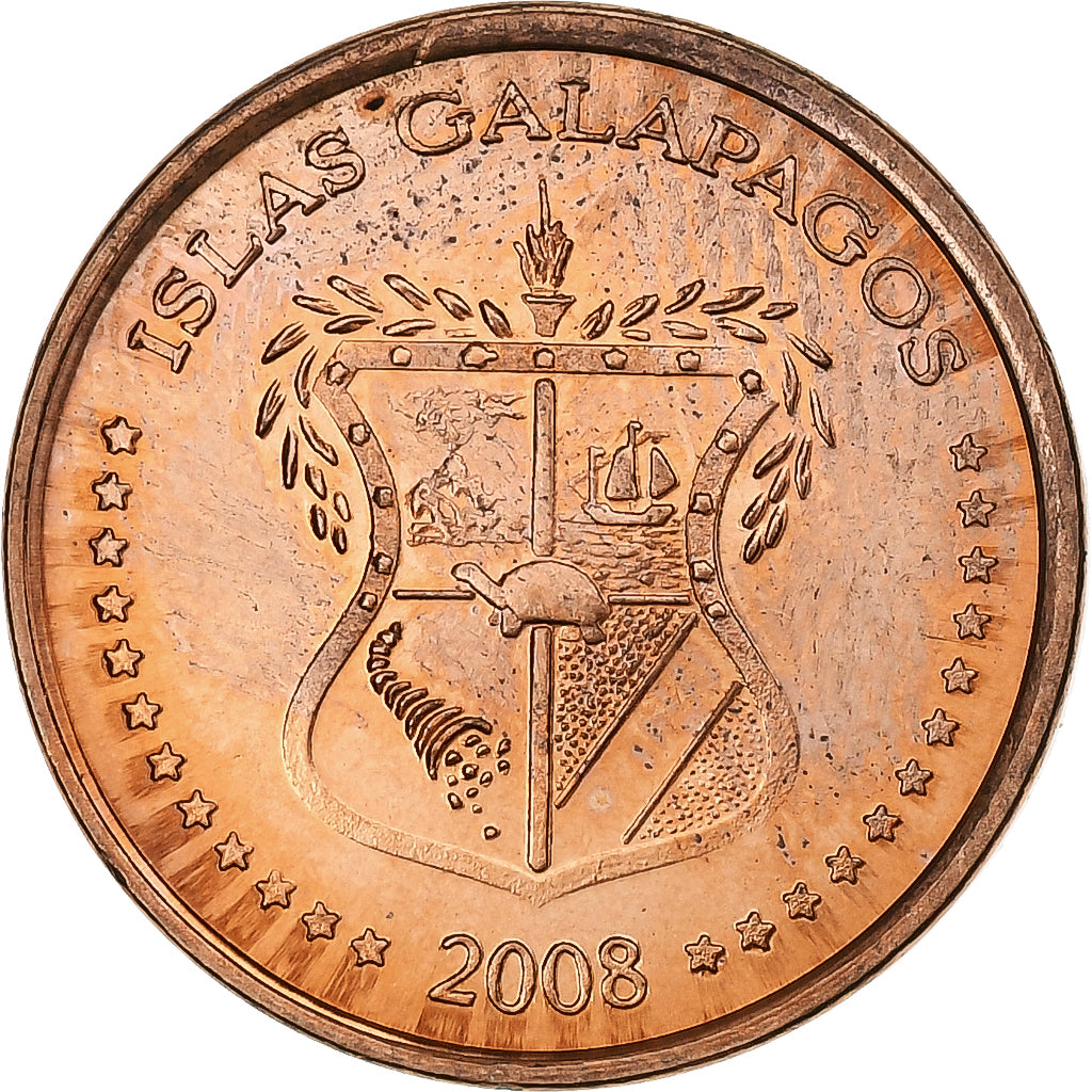 GALAPAGOS ISLANDS, 1 Centavo, 2008, Aço Cromado a Cobre, MS(63), KM:1