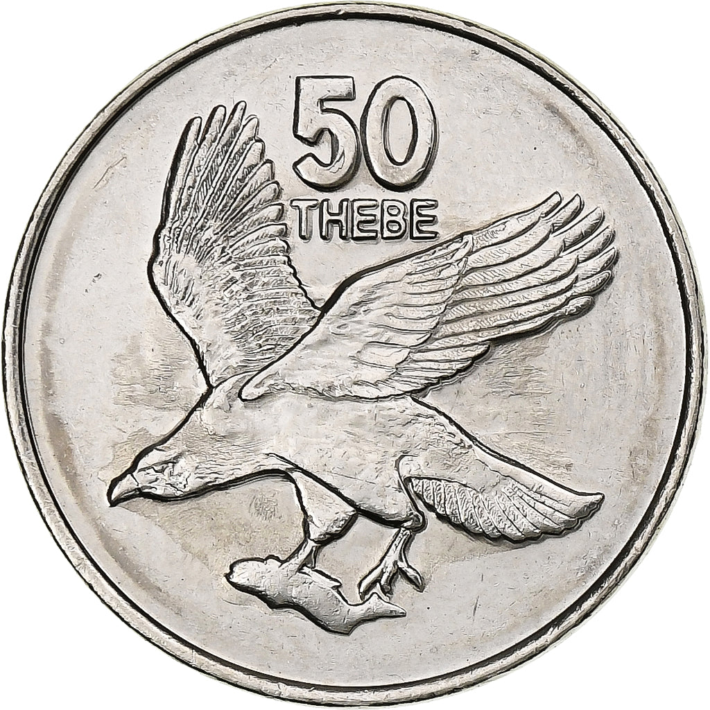 Botswana, 50 Thebe, 2001, British Royal Mint, Nickel plaqué acier, FDC, KM:29